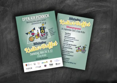 Bühnenprogramm als Postkarte für das Open Air Picknick des Billstedter KulturBuffets